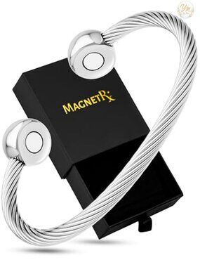 Magnetic Bracelet Cuff Twisted Cable Stainless Steel Bangle